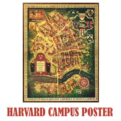 미국 하버드 대학 캠퍼스 맵 포스터[HARVARD] 아이비리그 대학교 정품 기념품